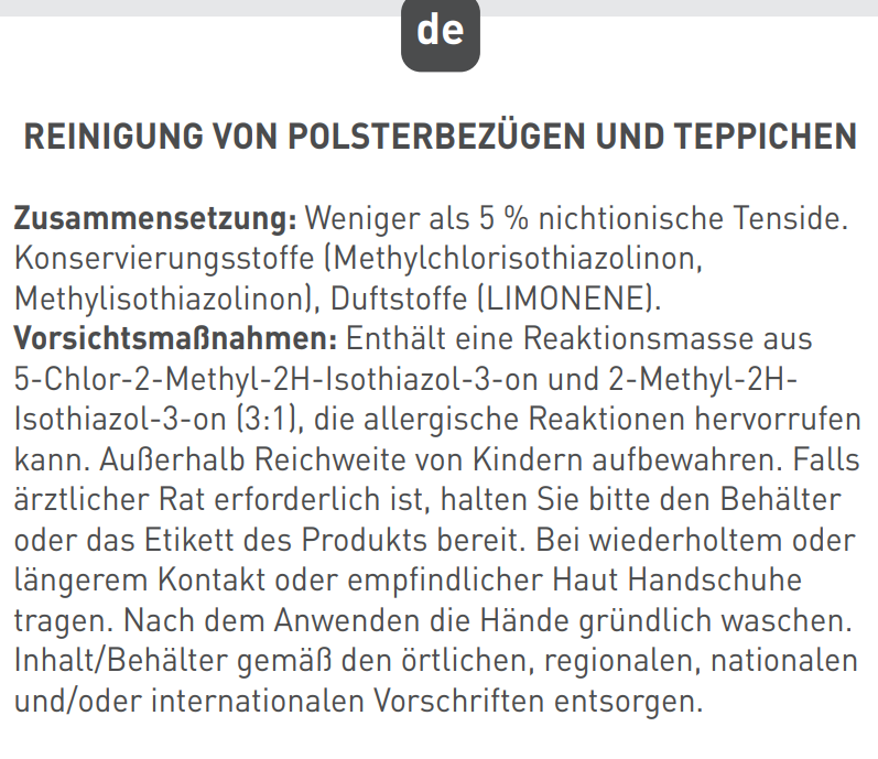 Polstermöbel- und Teppichreinigungslösung XD5310F0