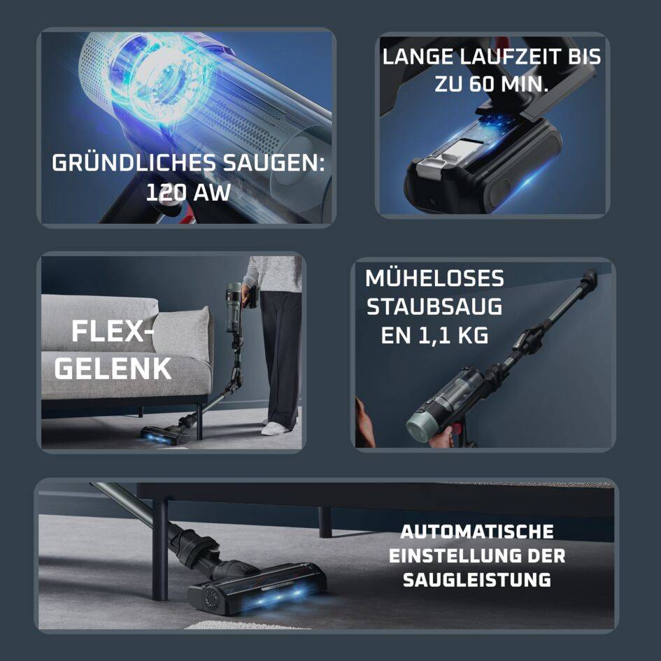 X-FORCE FLEX 10.80, Akku-Staubsauger, mühelose Tiefenreinigung