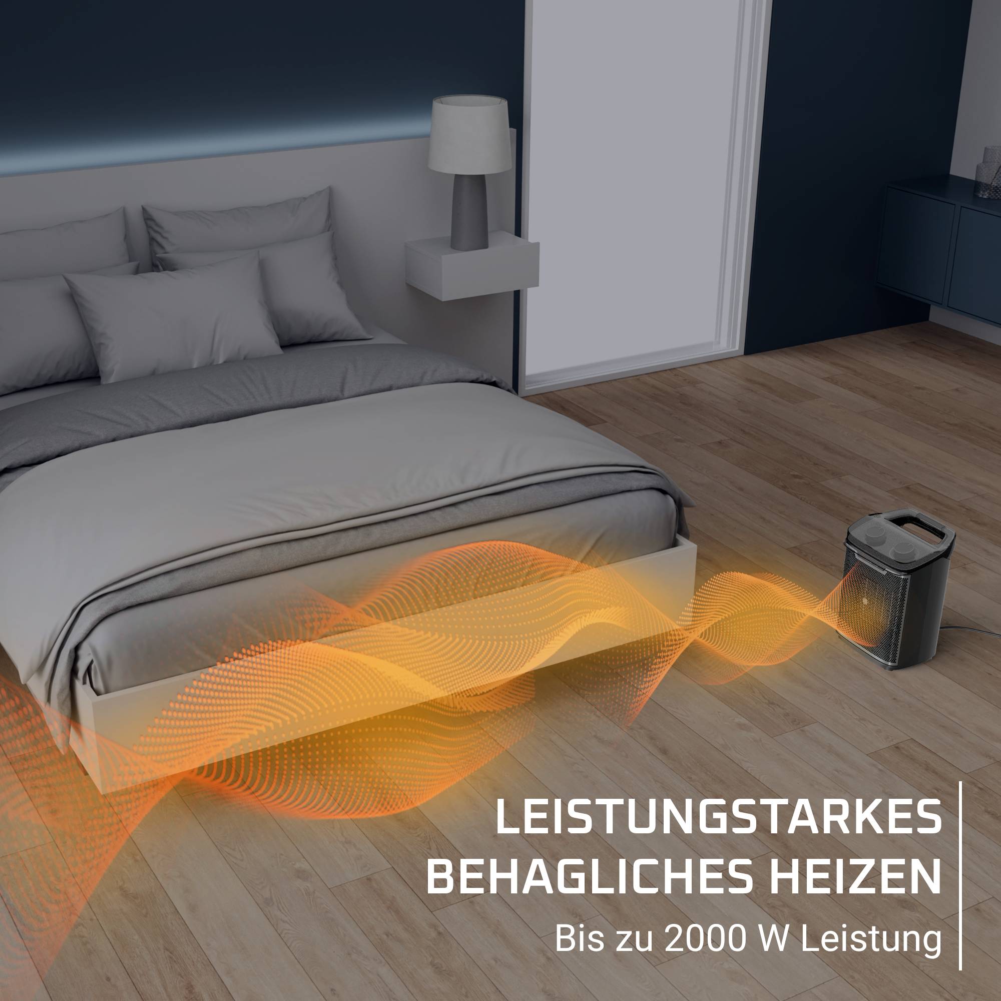 Intense Comfort + Aqua, sicherer Badezimmer-Heizlüfter, 2000 W