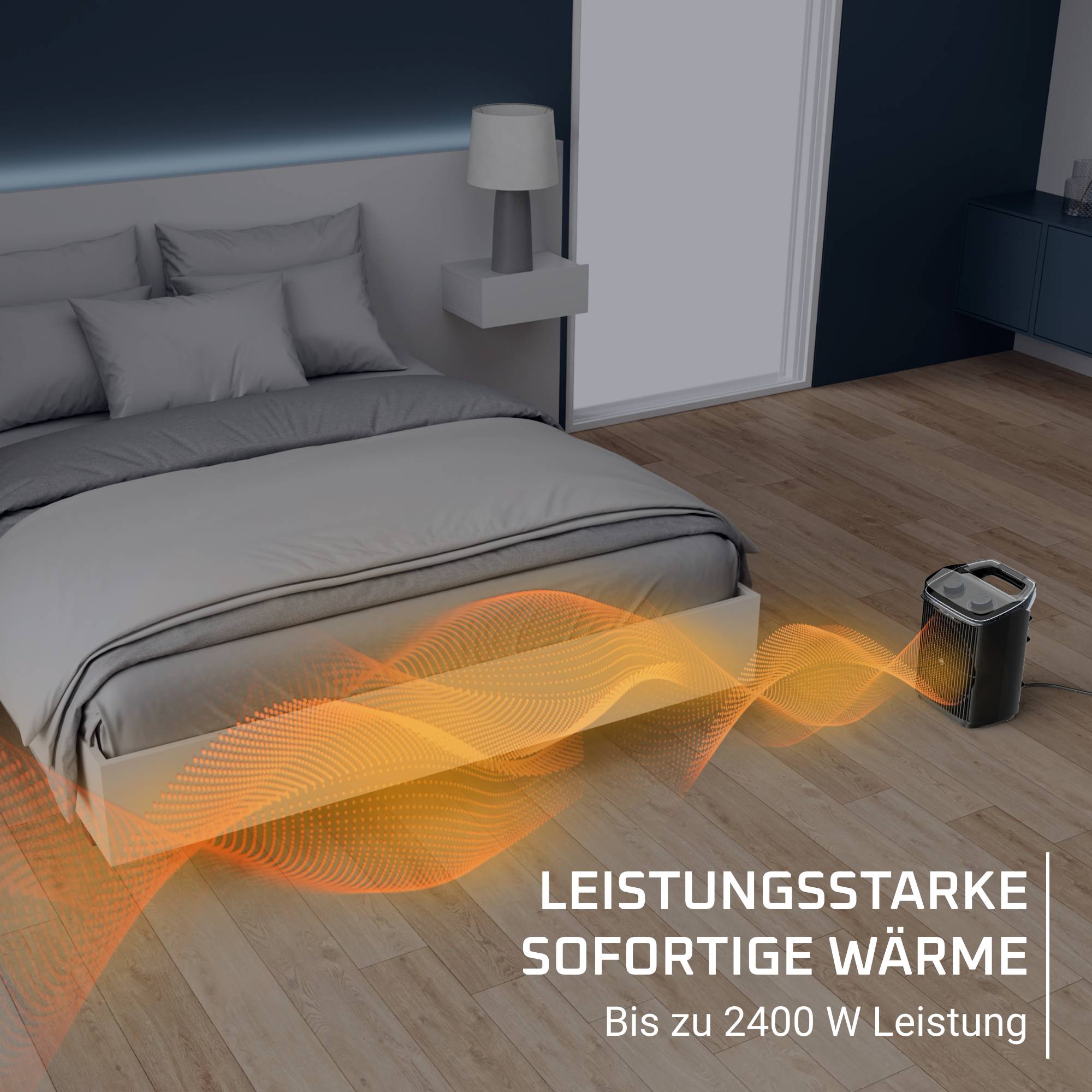 Intense Comfort Aqua, sicherer Badezimmer-Heizlüfter, 2400 W Leistung