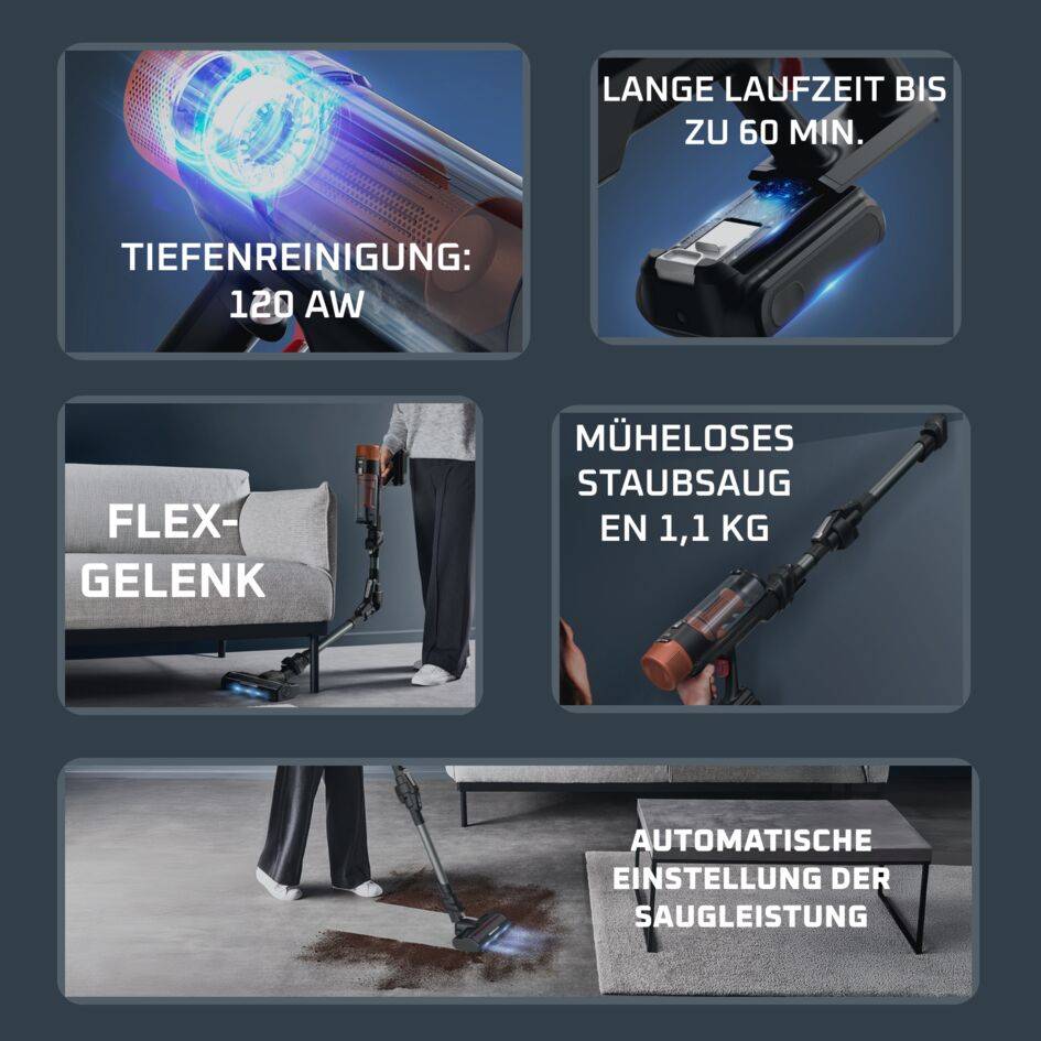 X-FORCE FLEX 10.80, Akku-Staubsauger, mühelose Tiefenreinigung, RH7A75